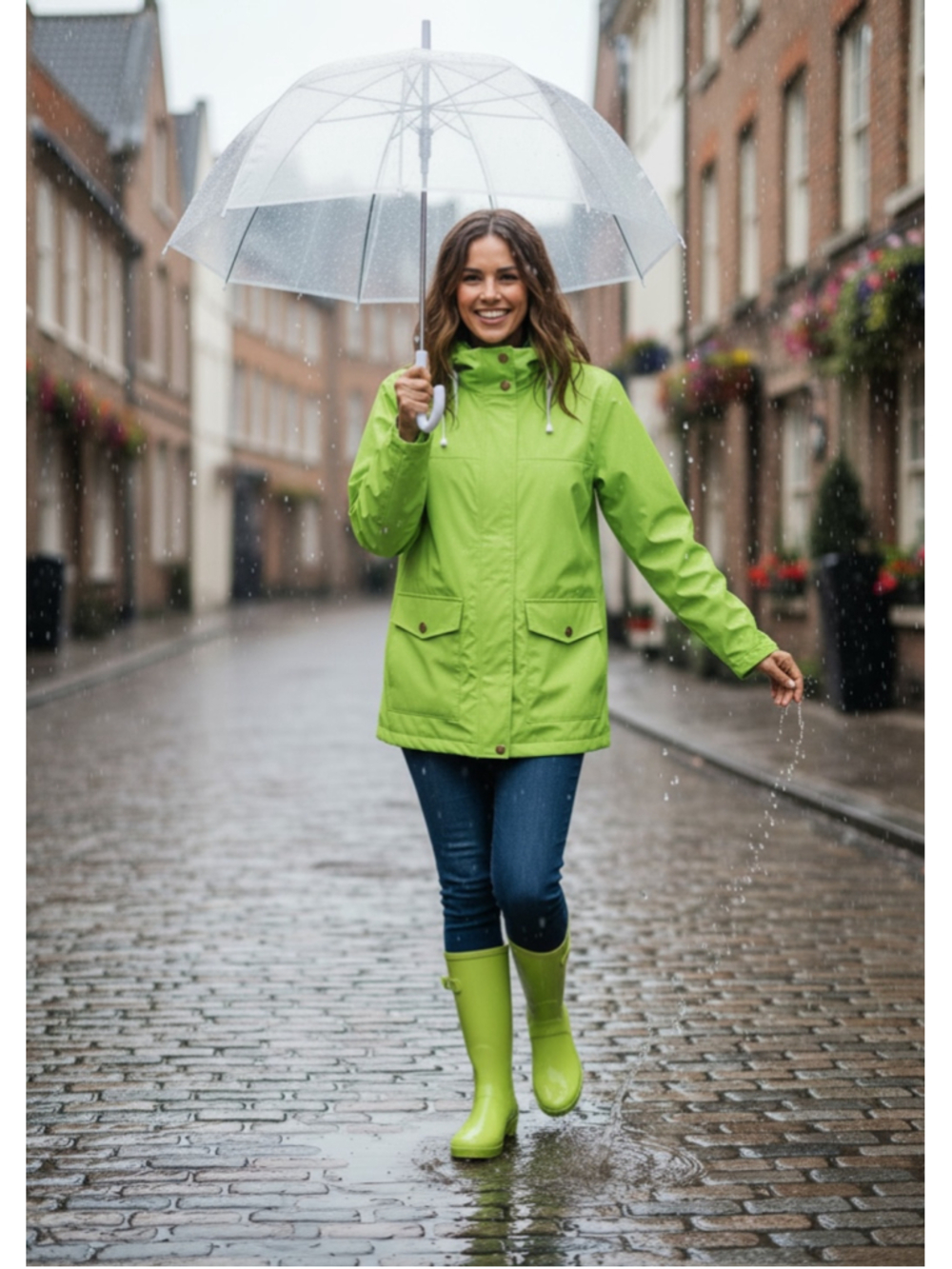 Lauren Ralph Lauren Lime Green Rain Jacket Wind Breaker Size M (21” PTP)